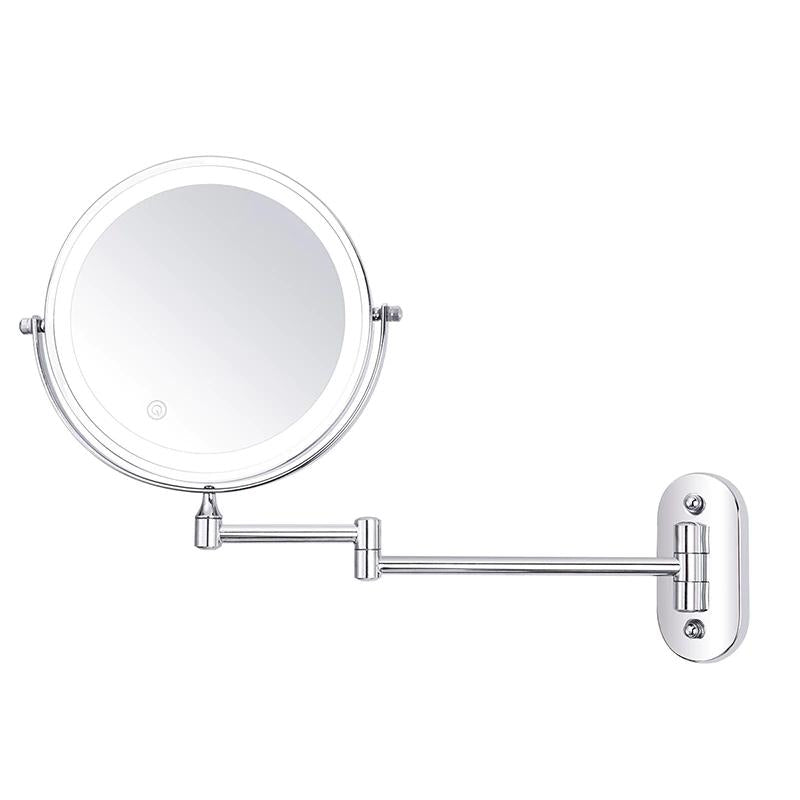 Rechargeable LED Lighted Makeup Mirror with Magnification for Vanity & Bathroom | Dimmable Cordless Design | Chrome Finish Cosmetic Mirror | Thomler