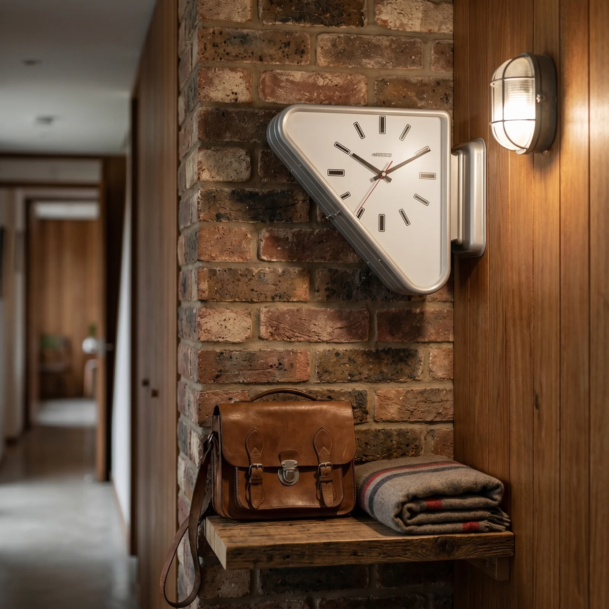 Modern Triangle Hanging Clock with Two-Sided Display – Silent Metal Design for Open-Plan Rooms | Thomler