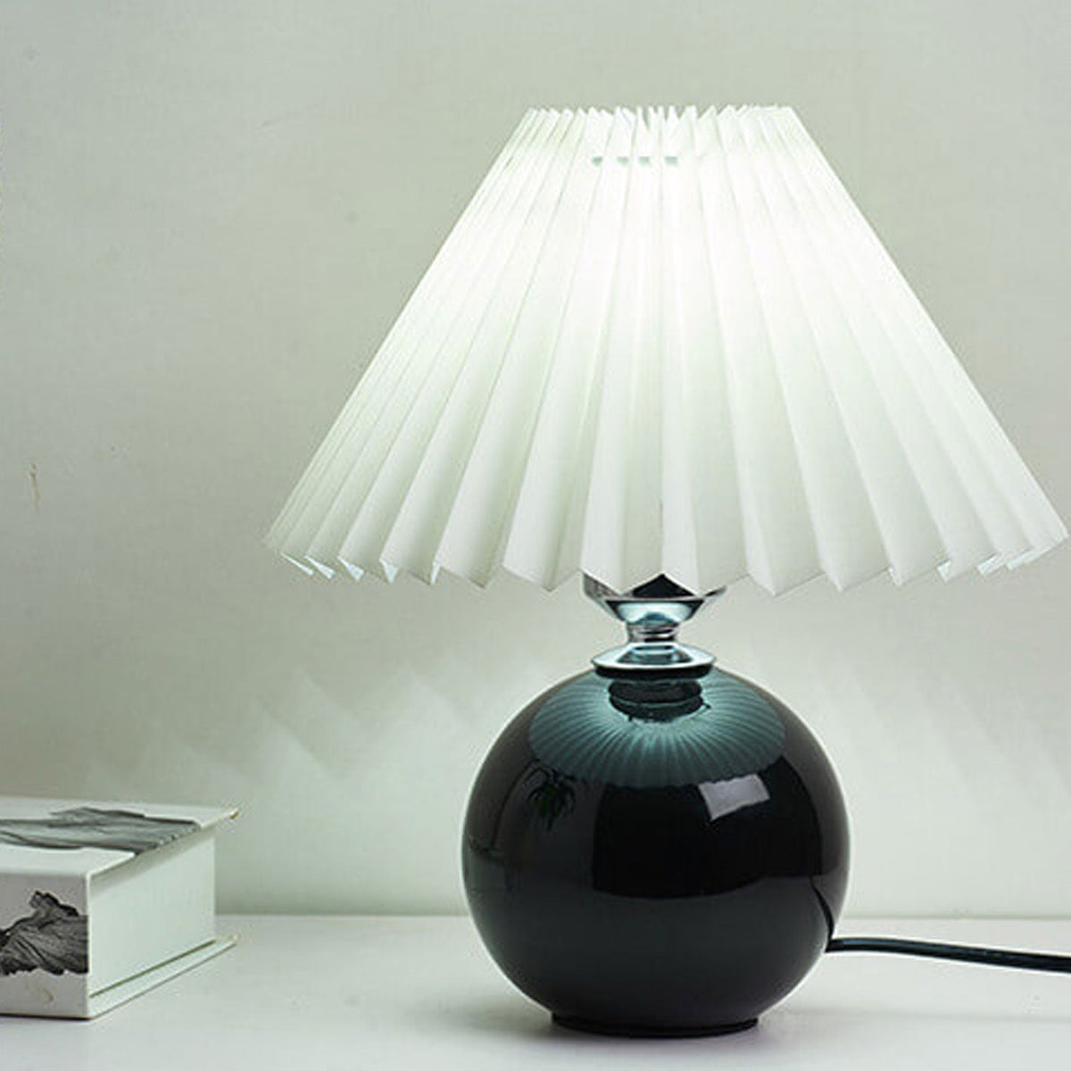 Ceramic Table Lamp with Fabric Shade – Modern Accent Lighting for Bedroom, Living Room & Home Office | Thomler