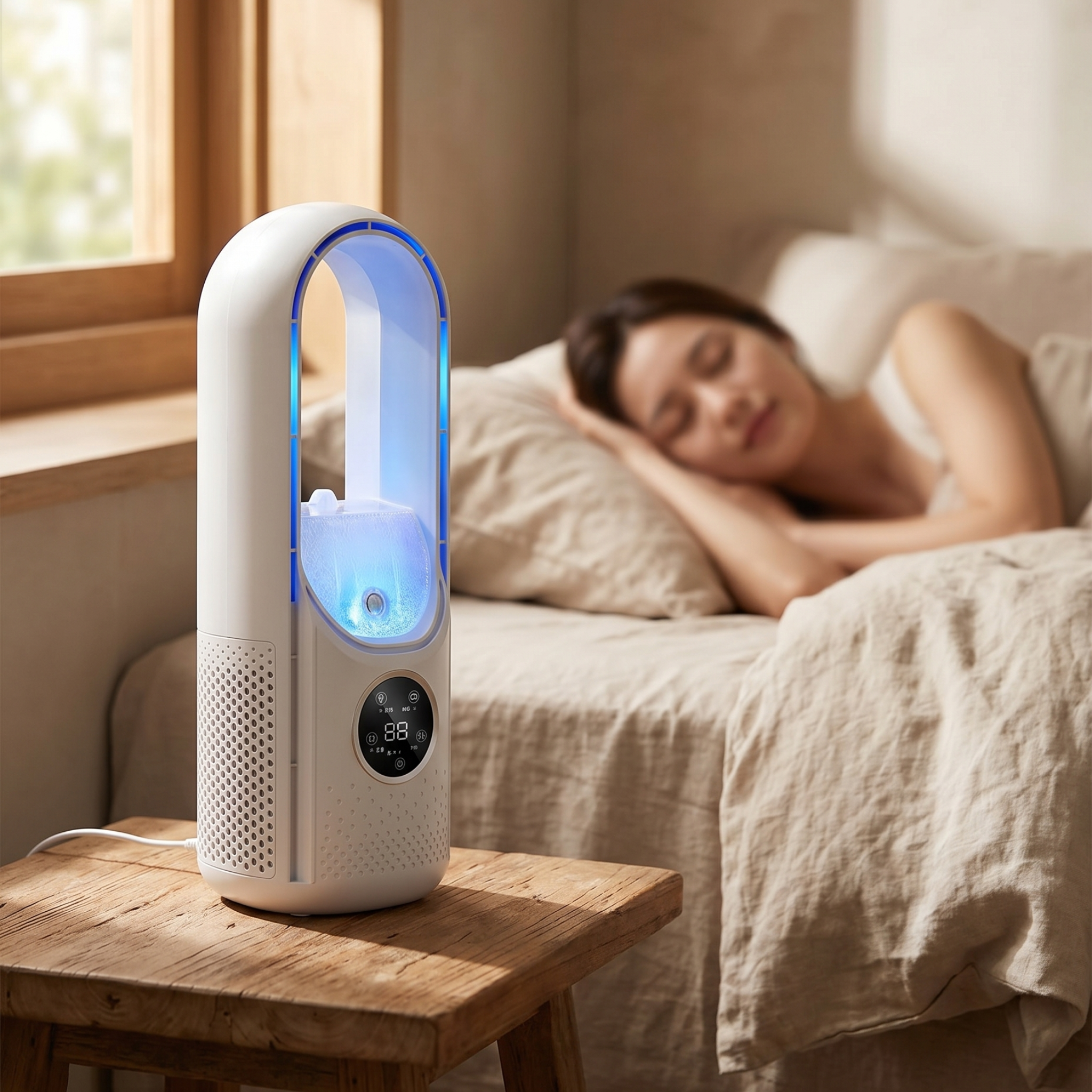Personal Desktop Cooling Fan USB Powered 6 Speed Settings Quiet Operation Safety Design Compact Desk & Nightstand Use Home Office Bedroom Po | Thomler
