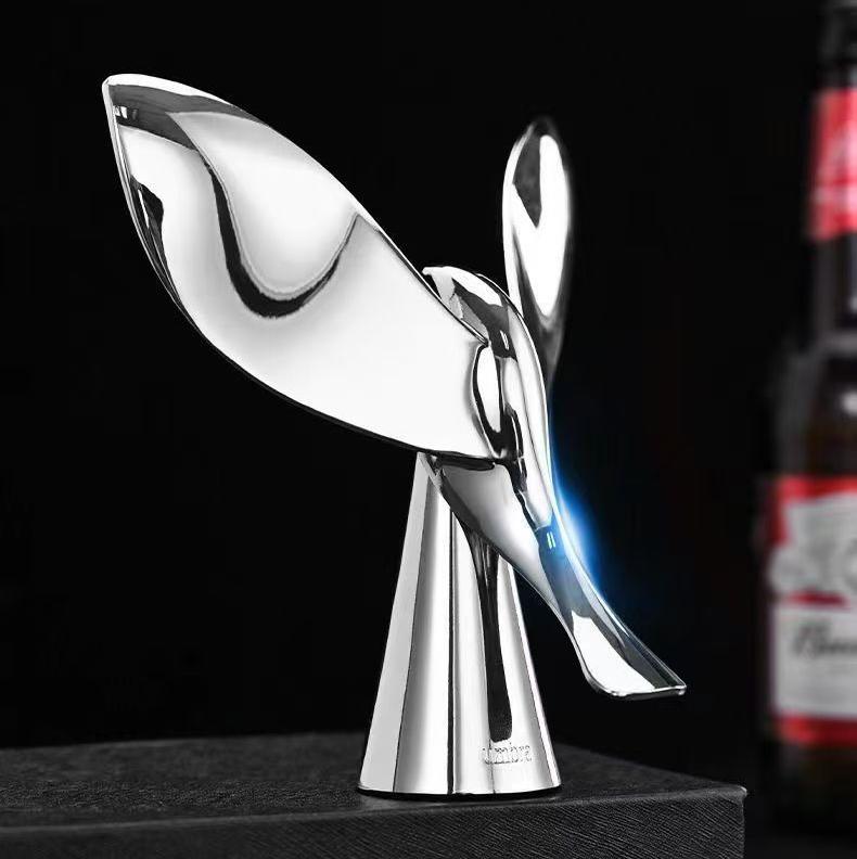 Swallow Bottle Opener with Balancing Stand – Zinc Alloy Mirror-Polish Design for Beer, Soda & Craft Bottles | Bar Decor Sculpture | Thomler