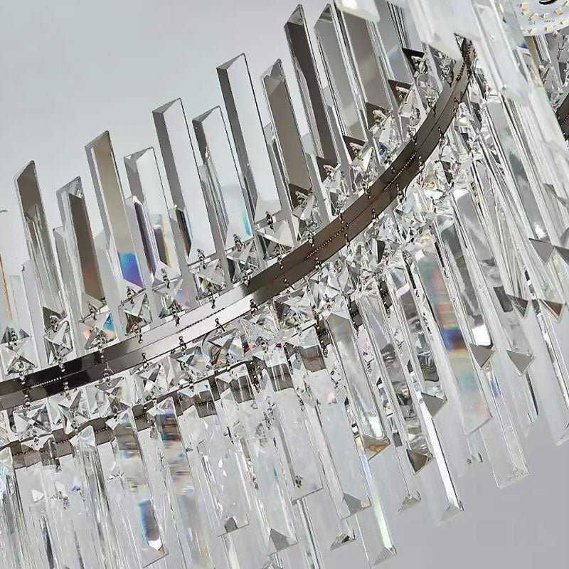 Ceiling Lamp Crystal 50.0–100.0 cm Chrome Living Room Bedroom Flush Mount Light Dimmable Chandelier Alternative | Thomler