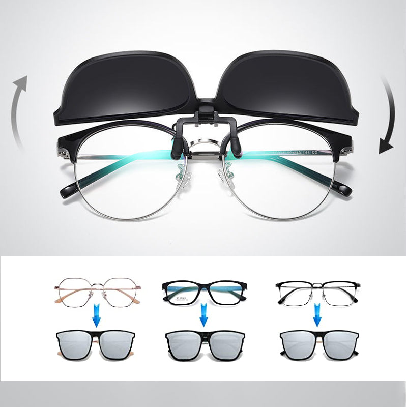Magnetic Clip-On Polarized Sunglasses Adapter for Prescription Glasses UV Protection Flip-Up Lenses Driving Eyewear Accessory for Eyeglasses | Thomler