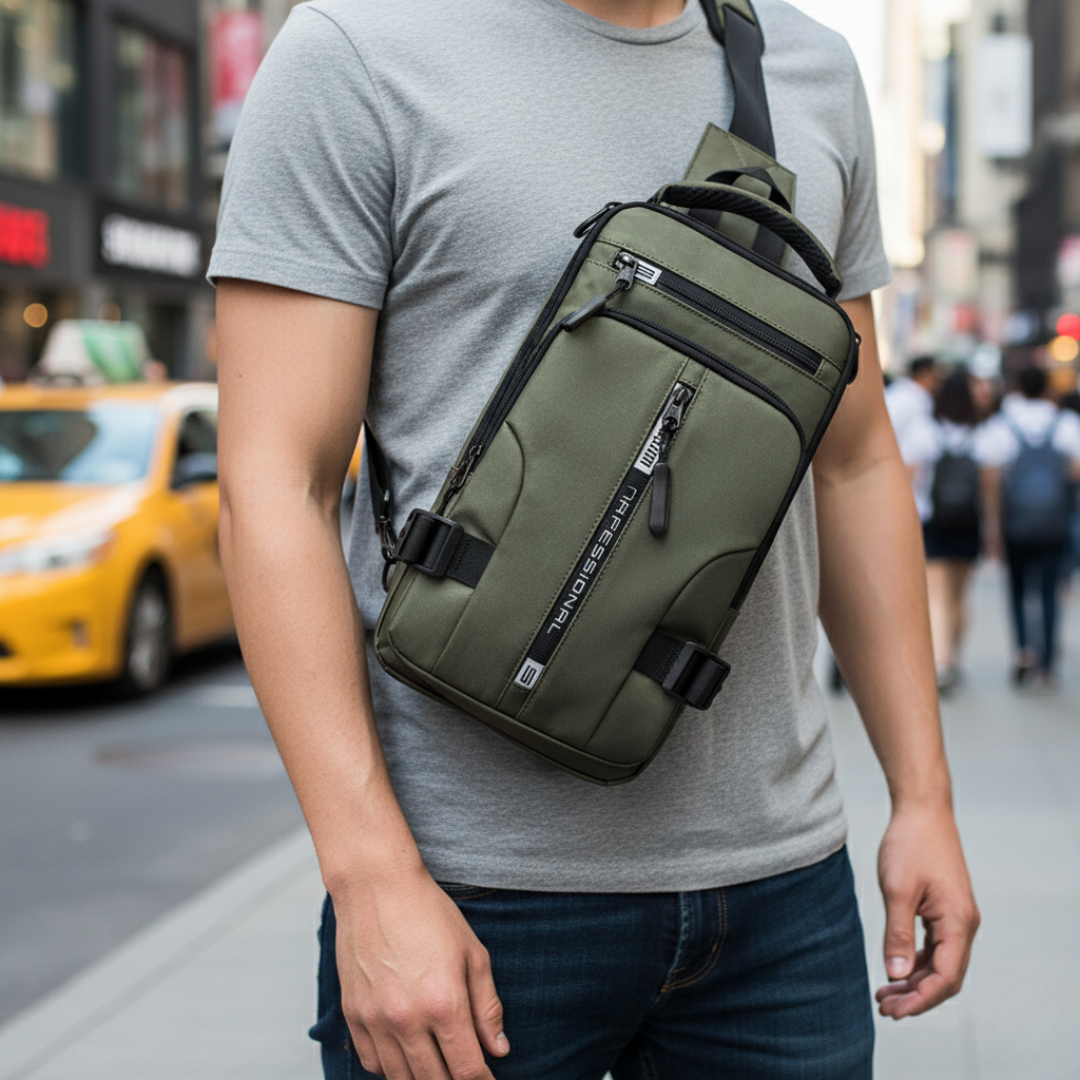 Crossbody Sling Bag with Anti-Theft Hidden Zippers & USB Charging Port – Water-Resistant Nylon Daypack for Travel, Commute & Everyday Carry | Thomler