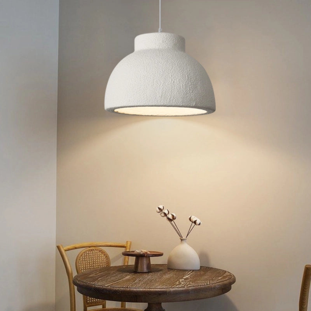 Pendant Light Polystyrene Dome 15.4 in White Dining Room Kitchen Island Hanging Ceiling Lamp Minimalist Nordic Wabi Sabi | Thomler