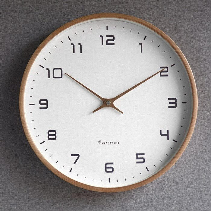 Minimalist Wooden Wall Clock for Living Room & Office – Silent Quartz Movement – Natural Wood Finish | Thomler