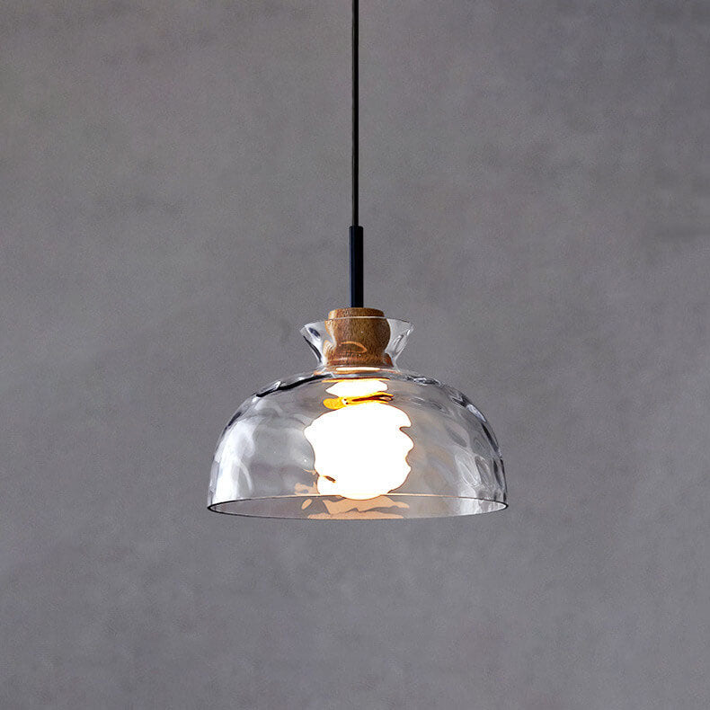 Pendant Light Glass Wood 9.8 in Adjustable Modern Bedroom Living Room Study Ceiling Lamp | Thomler