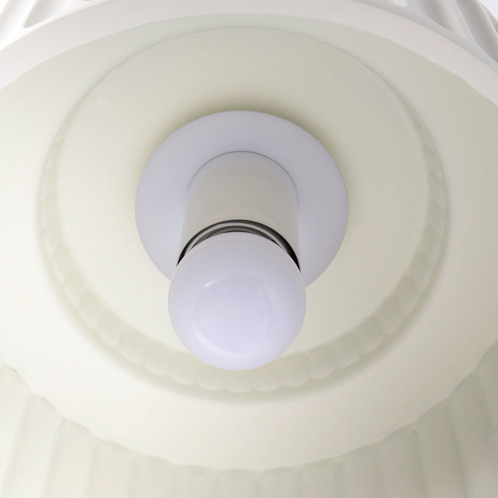 Ceiling Lamp Resin Ribbed 25.0 cm White Compact Living Room Kitchen Lighting Modern Minimalist Hanging Fixture | Thomler