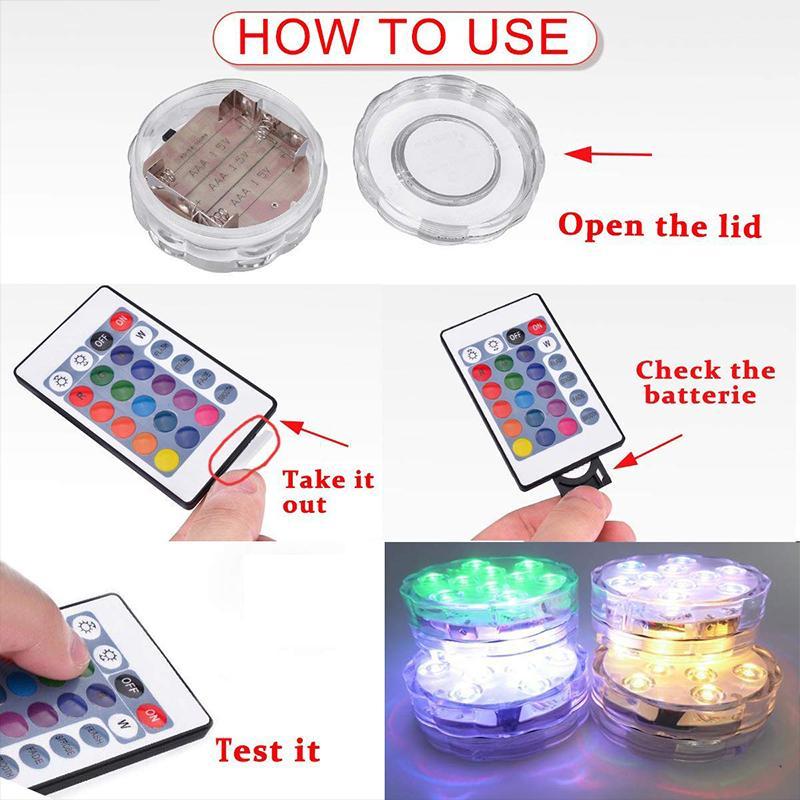 Submersible Pool Light with Remote Control 13-LED Waterproof Suction Cup Accent Lamp for Swimming Pools Hot Tubs Bathtubs Aquariums Vases | Thomler