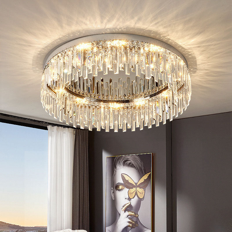 Ceiling Lamp Crystal 50.0–100.0 cm Chrome Living Room Bedroom Flush Mount Light Dimmable Chandelier Alternative | Thomler