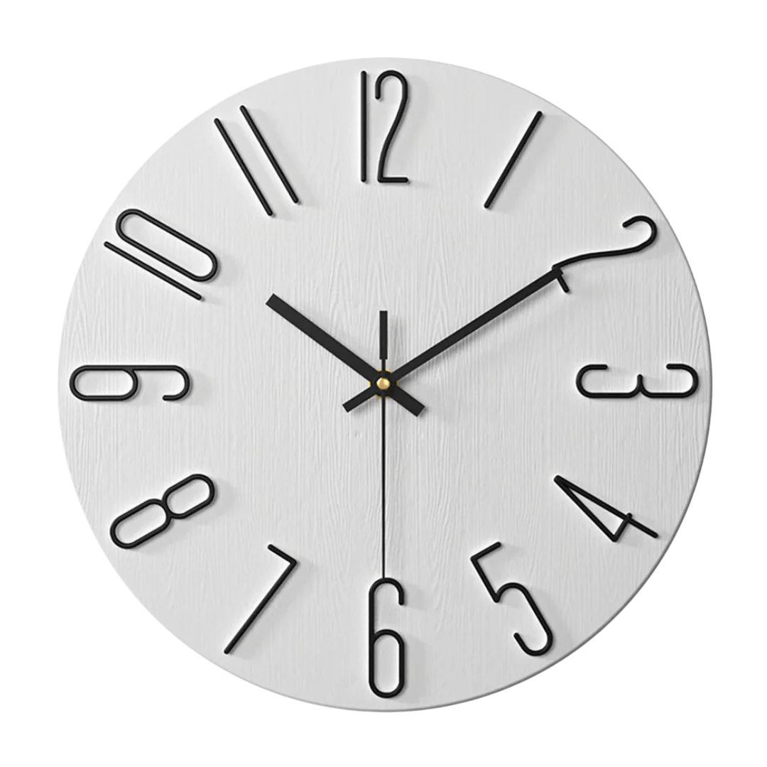 12-Inch Quartz Wall Clock – Minimalist Round Design for Home, Office, Bedroom & Kitchen – Silent Non-Ticking Battery Operated | Thomler