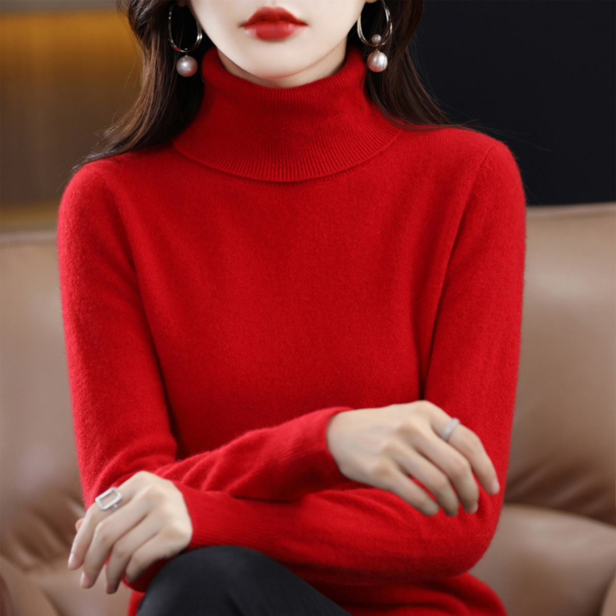Women's Cashmere Turtleneck Sweater – Soft Knit Pullover for Fall & Winter | Thomler