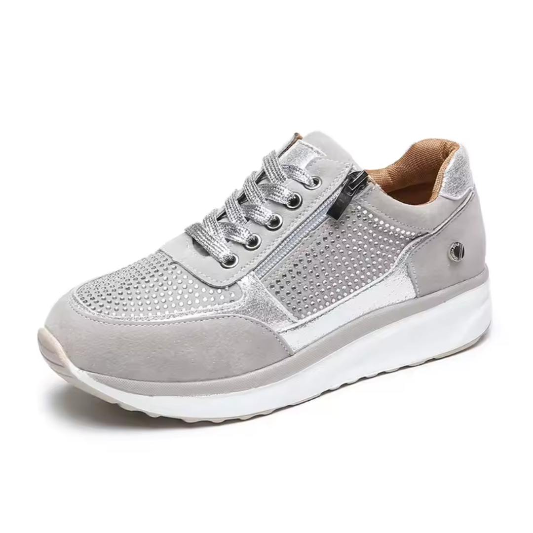 Women's Cushioned Walking Sneakers with Side Zipper – Lightweight Everyday Shoes for Work, Travel & Casual Outings | Thomler