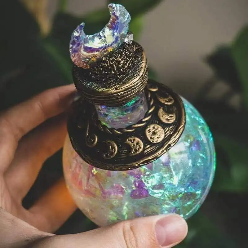 Celestial Elixir Vial Figurine – Fantasy Resin Ornament with Ocean-Inspired Shimmer for Shelf & Desk Décor | Thomler