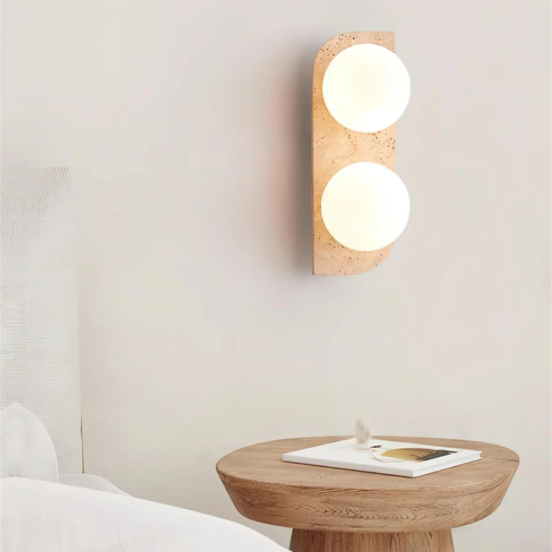 Wall Lamp Travertine Glass G9 Beige Living Room Hallway Bathroom Minimalist Japandi Ambient Lighting | Thomler