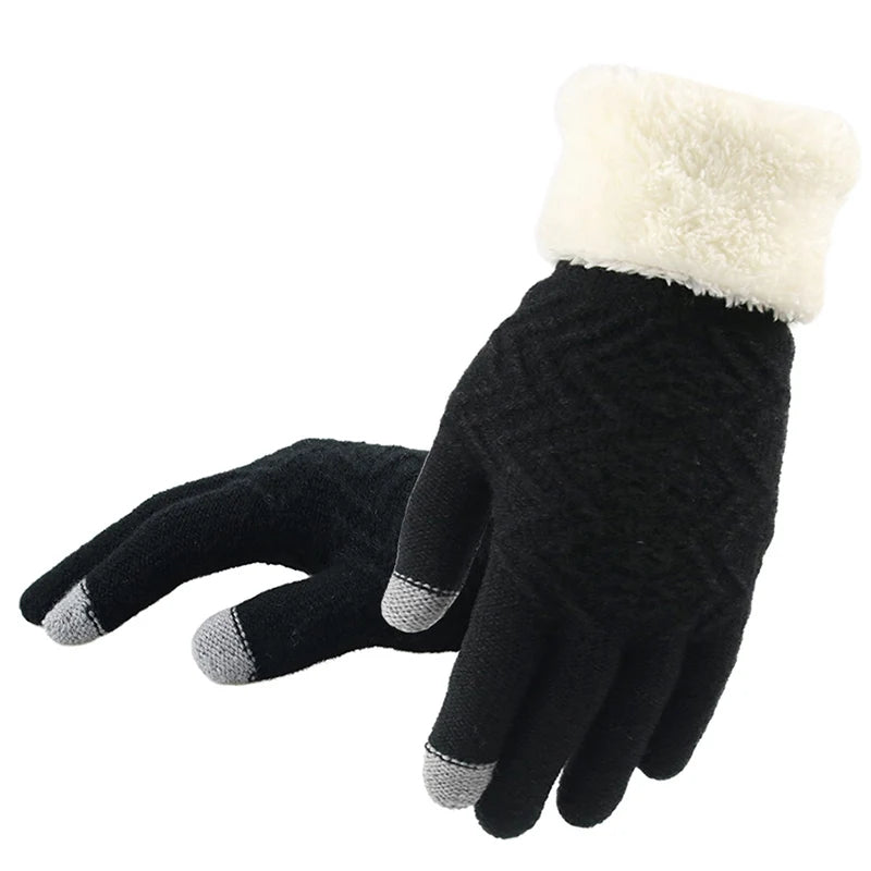 Touchscreen Winter Gloves with Fleece Lining – Windproof Knit Design for Cold Weather | Thomler
