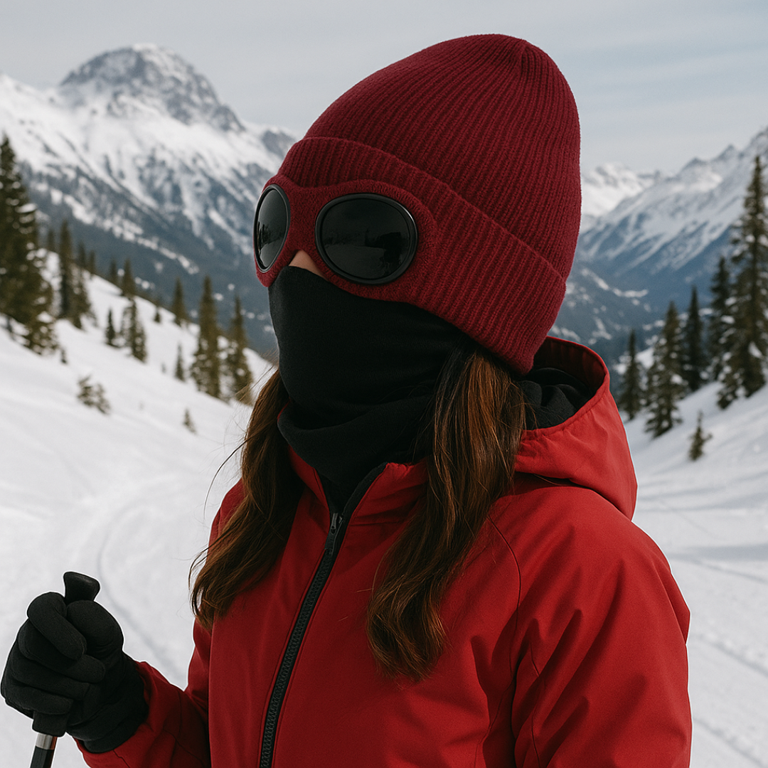 Knit Beanie with Flip-Down Goggles – Windproof Winter Hat for Outdoor Activities | Thomler