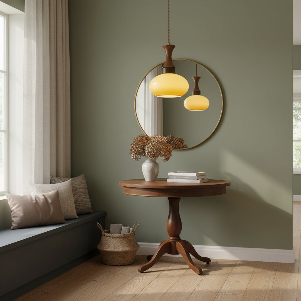 Pendant Light Glass 7 in Brown Dining Room Kitchen Island Ceiling Lamp Adjustable Height | Thomler