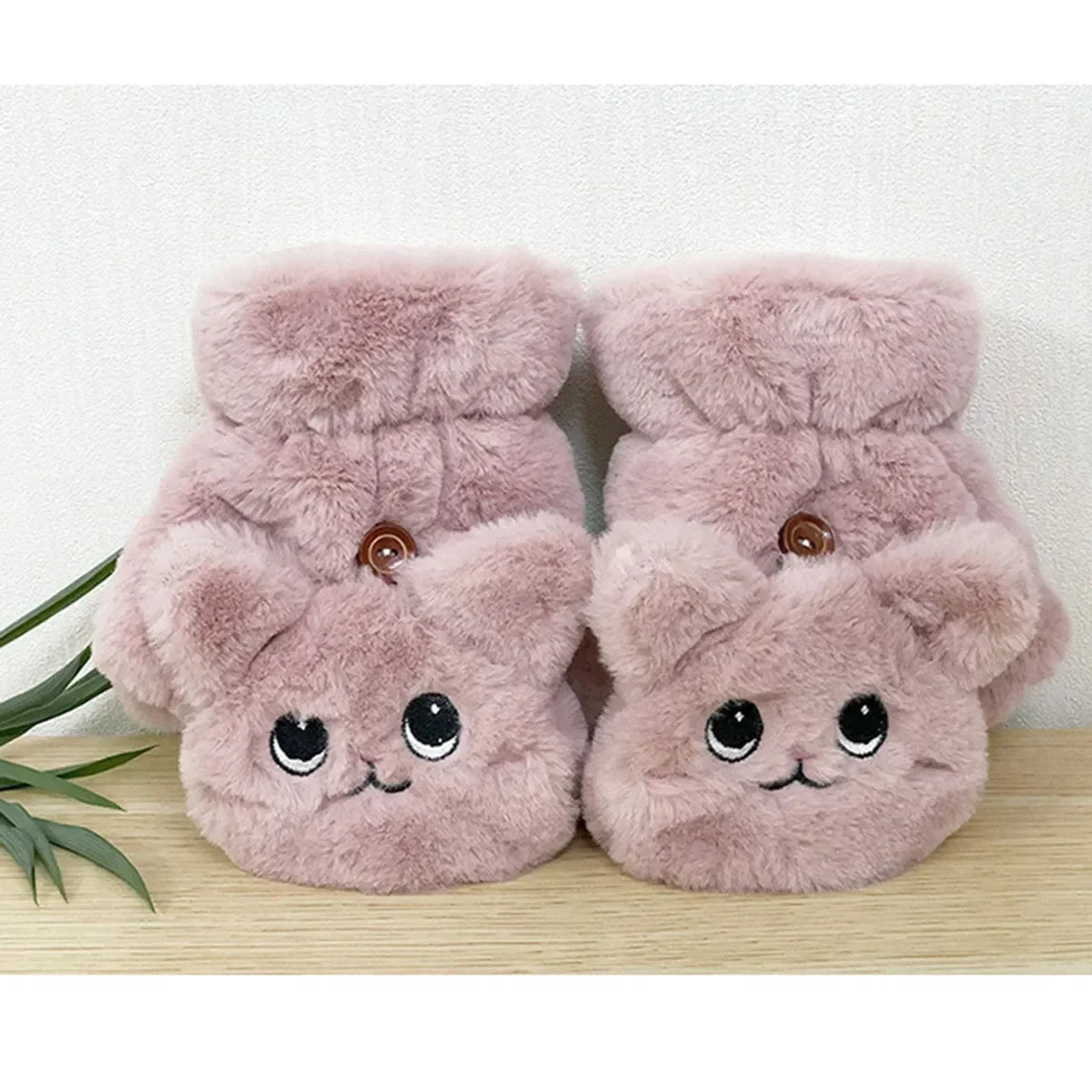 Convertible Mitten Gloves with Fuzzy Animal Design – Winter Hand Warmers for Women & Teens | Thomler