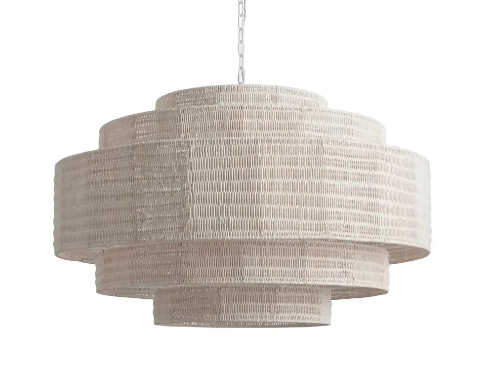 Woven Rattan Ceiling Chandelier with Layered Dome Shade – 28 or 40 Inch Natural Boho Pendant Light for Dining Room, Bedroom, Living Room | Thomler