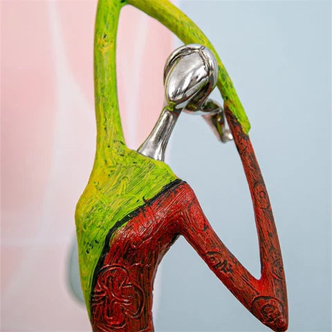 Hand-Painted Abstract Woman Figurine Sculpture | Colorful Resin Statue for Modern Home Decor | Shelf Decor Living Room | Thomler