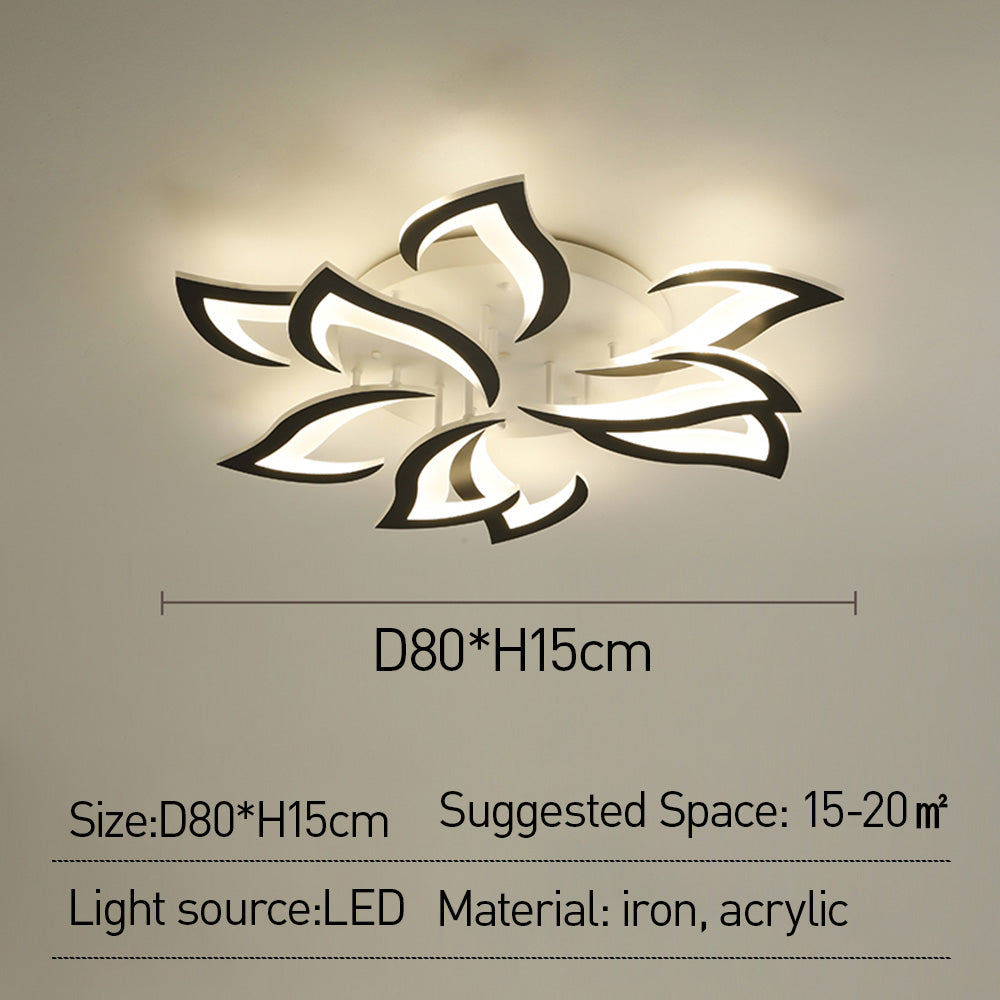 Ceiling Lamp Metal Acrylic 55.0 cm Black LED Living Room Bedroom Floral Flush Mount Lighting | Thomler
