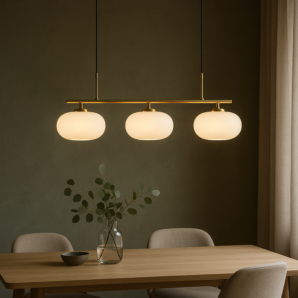 Pendant Light Glass Metal 18.0 cm 3-Head Adjustable Kitchen Island Dining Room Ceiling Lamp | Thomler