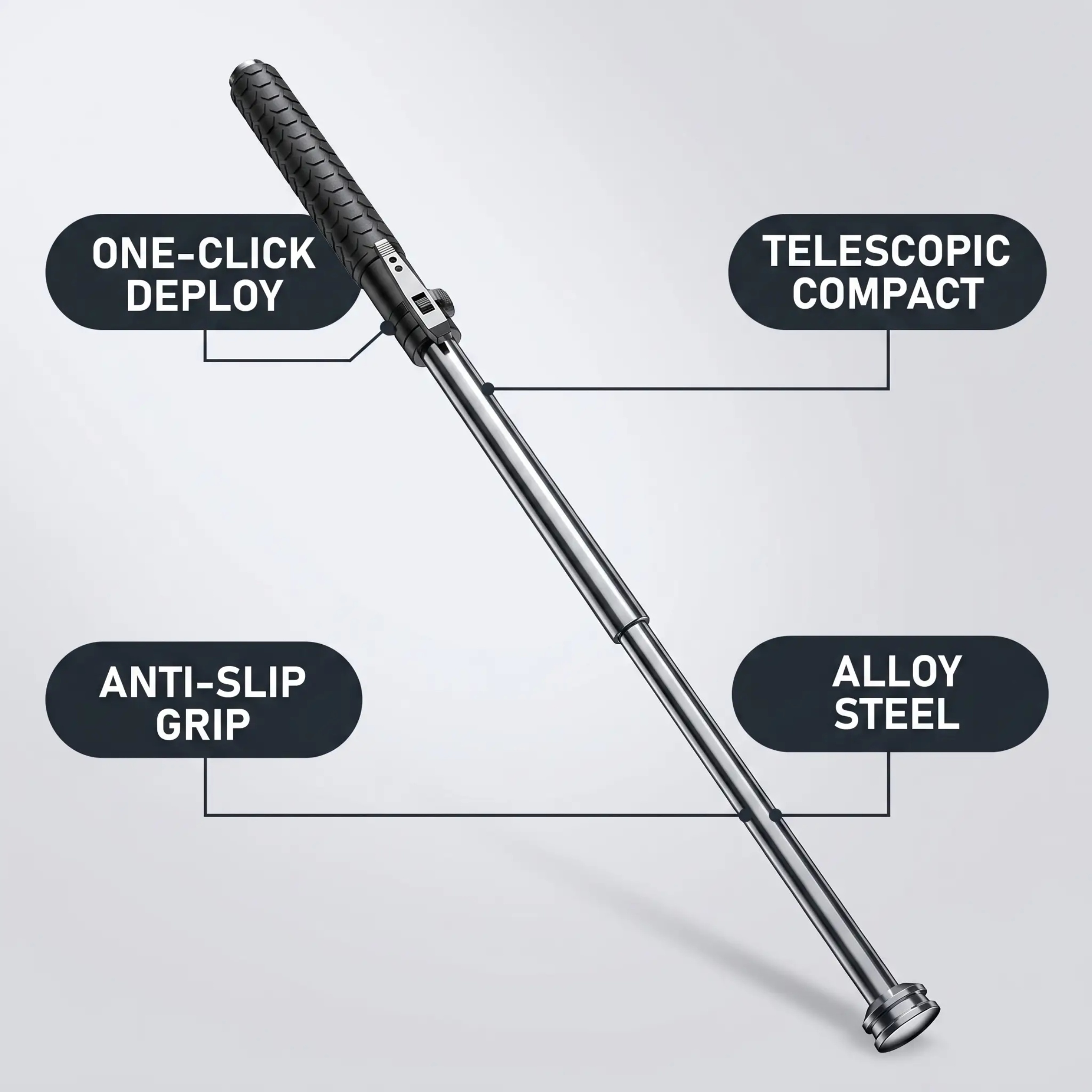 Telescopic Mobility Cane Spring-Release Steel Construction Anti-Slip Handle Hiking Trail Urban Walking Aid Compact Travel Portable Support S | Thomler