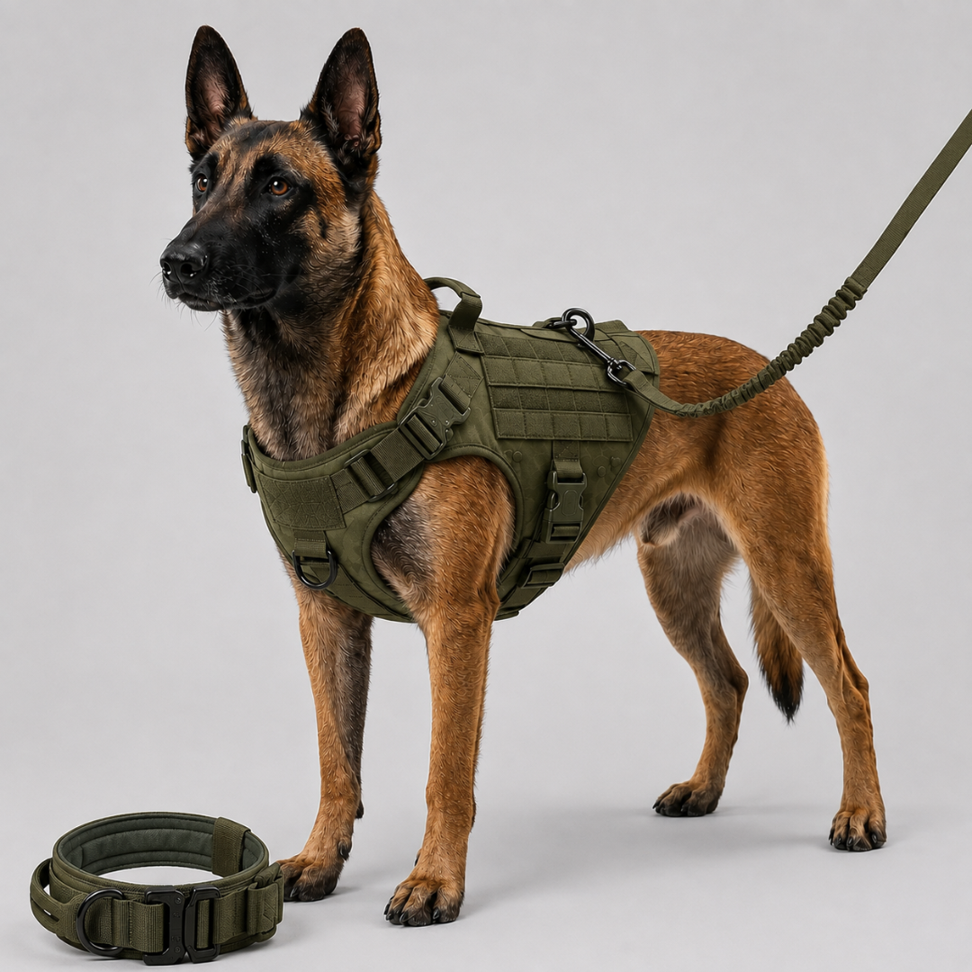 Military-Inspired Full-Body Dog Harness with Adjustable Straps and Reinforced Leash Attachment for Large Breed Training and Walking | Thomler