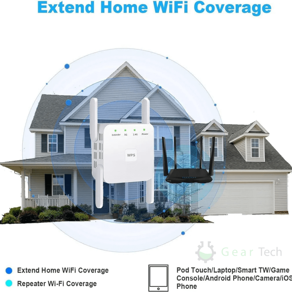 Dual-Band WiFi Signal Booster for Whole-Home Coverage – Extends Internet Range to Every Room & Yard | Thomler