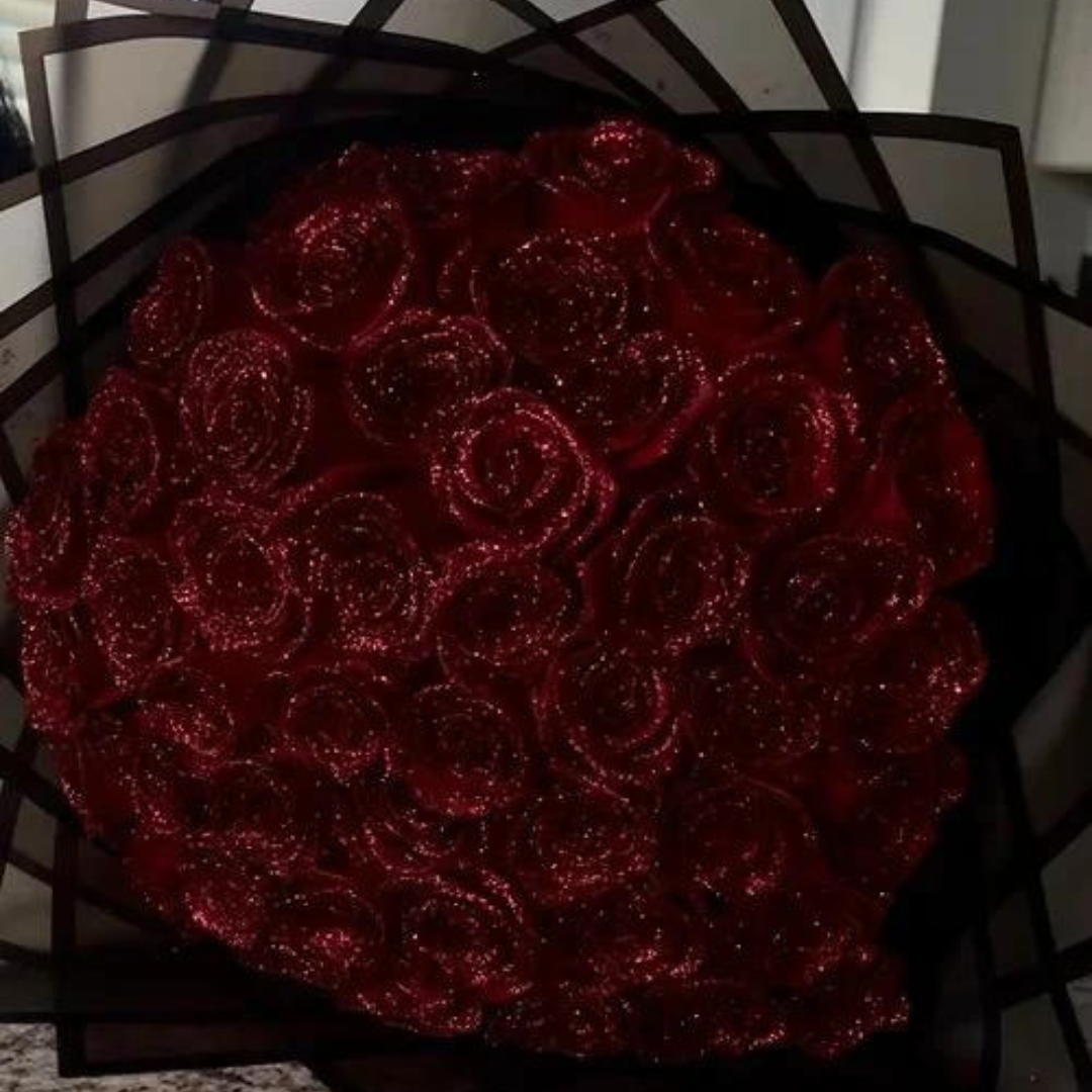 Sparkling Artificial Roses with Glitter Finish for Weddings, Birthdays & Valentine's Day Décor | Thomler
