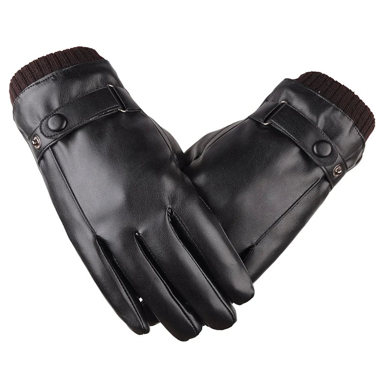 Genuine-Feel Synthetic Driving Gloves with Smartphone Fingertips for Men – Cold Weather Hand Protection | Thomler