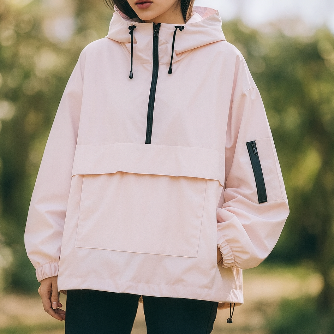 Hooded Weather-Resistant Parka with Front Pocket for All Seasons – Lightweight Windproof Jacket for Women | Thomler