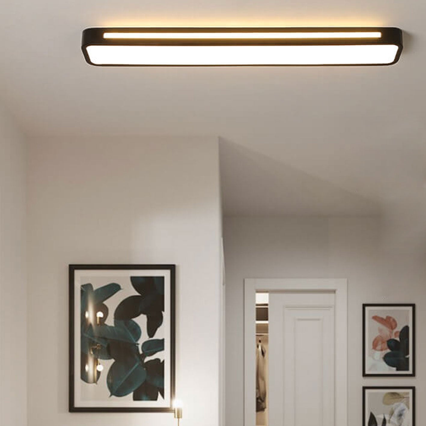 Ceiling Light Acrylic LED 18.8 in Flush Mount Black White Hallway Bedroom Modern Slim Lighting Fixture | Thomler