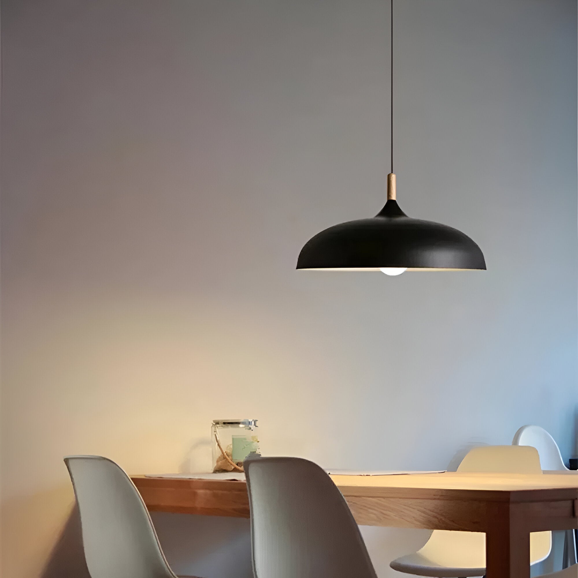 Pendant Light Wood Iron Shade Ø35.0–60.0 cm Dining Room Kitchen Island Japandi Scandinavian Hanging Ceiling Lamp E27 | Thomler