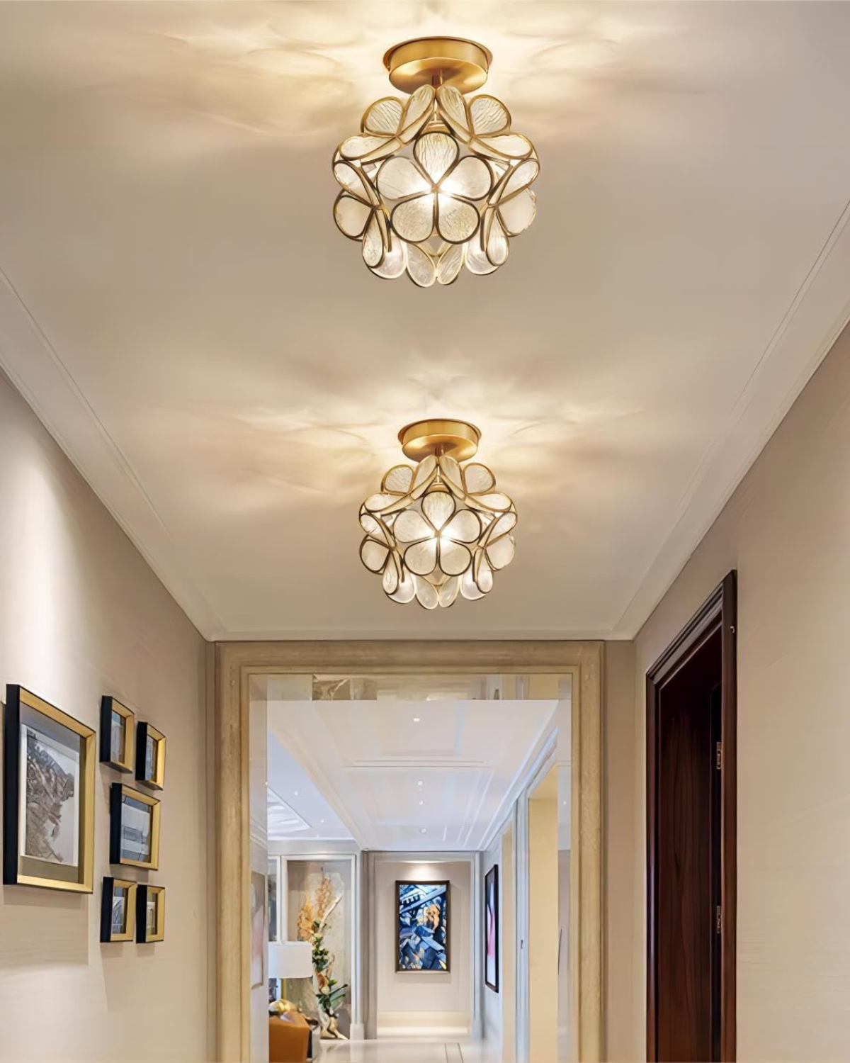 Ceiling Lamp Acrylic 20.0 cm (7.9") Gold Hallway Bedroom LED Floral Flush Mount Light Fixture | Thomler