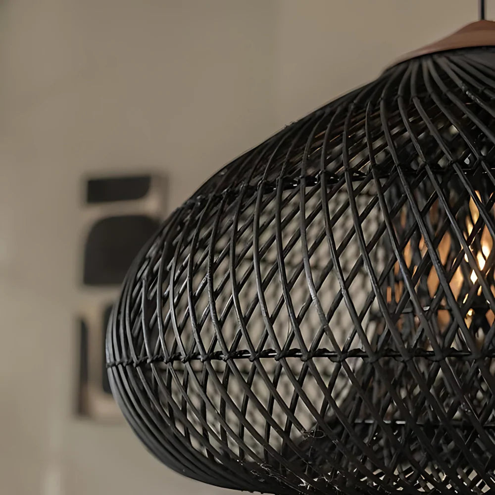 Pendant Light Rattan Handwoven E26 Boho Dining Room Kitchen Island Hanging Ceiling Fixture | Thomler