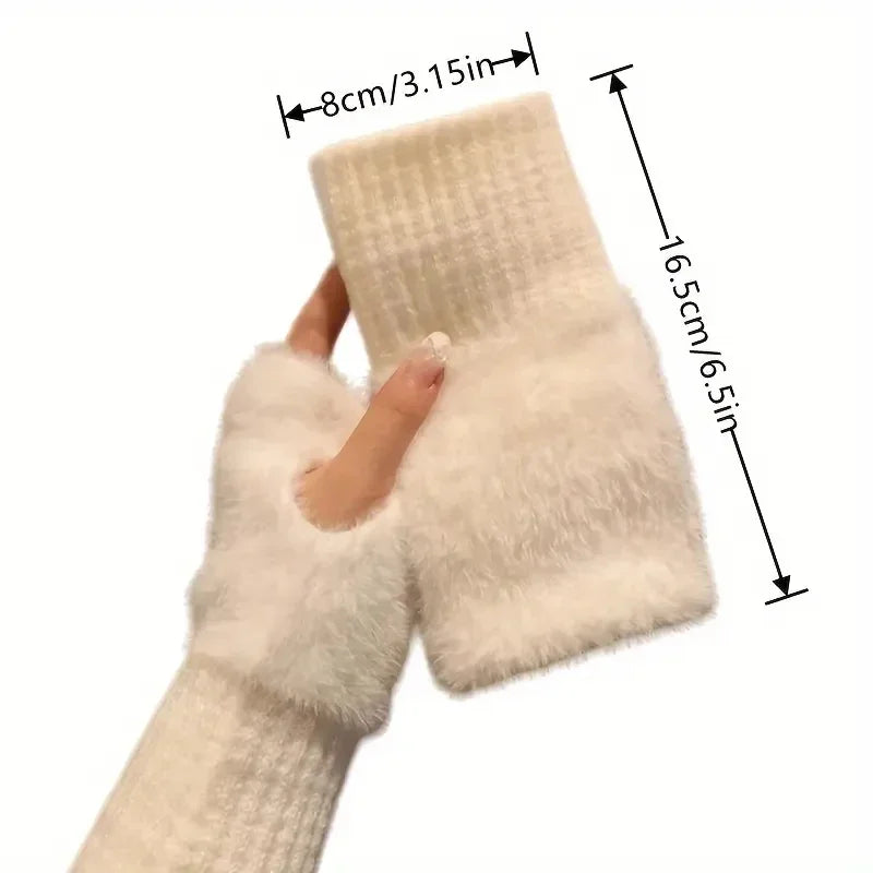 Open-Tip Winter Hand Warmers for Cold Weather Touchscreen Typing – Soft Knit Wrist Covers with Fleece Lining for Women | Thomler