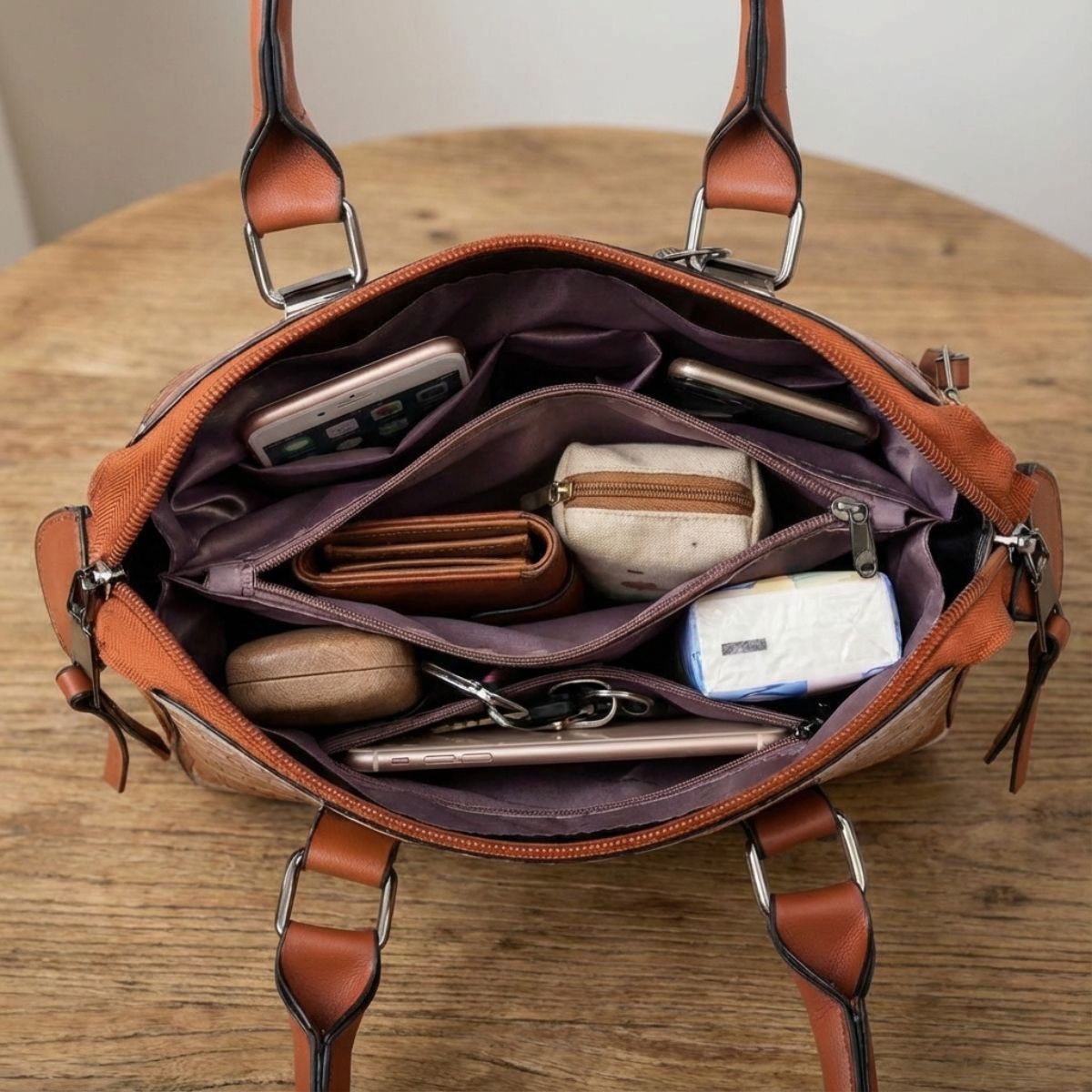 Leather Handbag Set 4-Piece Women's Purse Collection Shoulder Bag Tote Crossbody Wallet Brown Black Blue Red Daily Carryall | Thomler