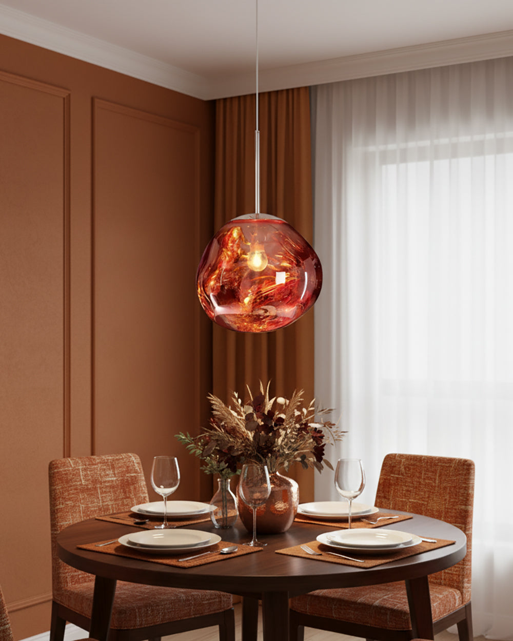 Pendant Lamp Metal 11 in Adjustable Ceiling Light Silver Gold Rose Gold Smoky Gray | Thomler
