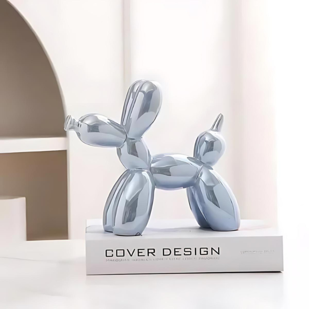 Ceramic Balloon Dog Sculpture – Glossy Tabletop Art Accent for Shelves, Mantels & Desks – Pop Art Style Home Decor Statement Piece | Thomler
