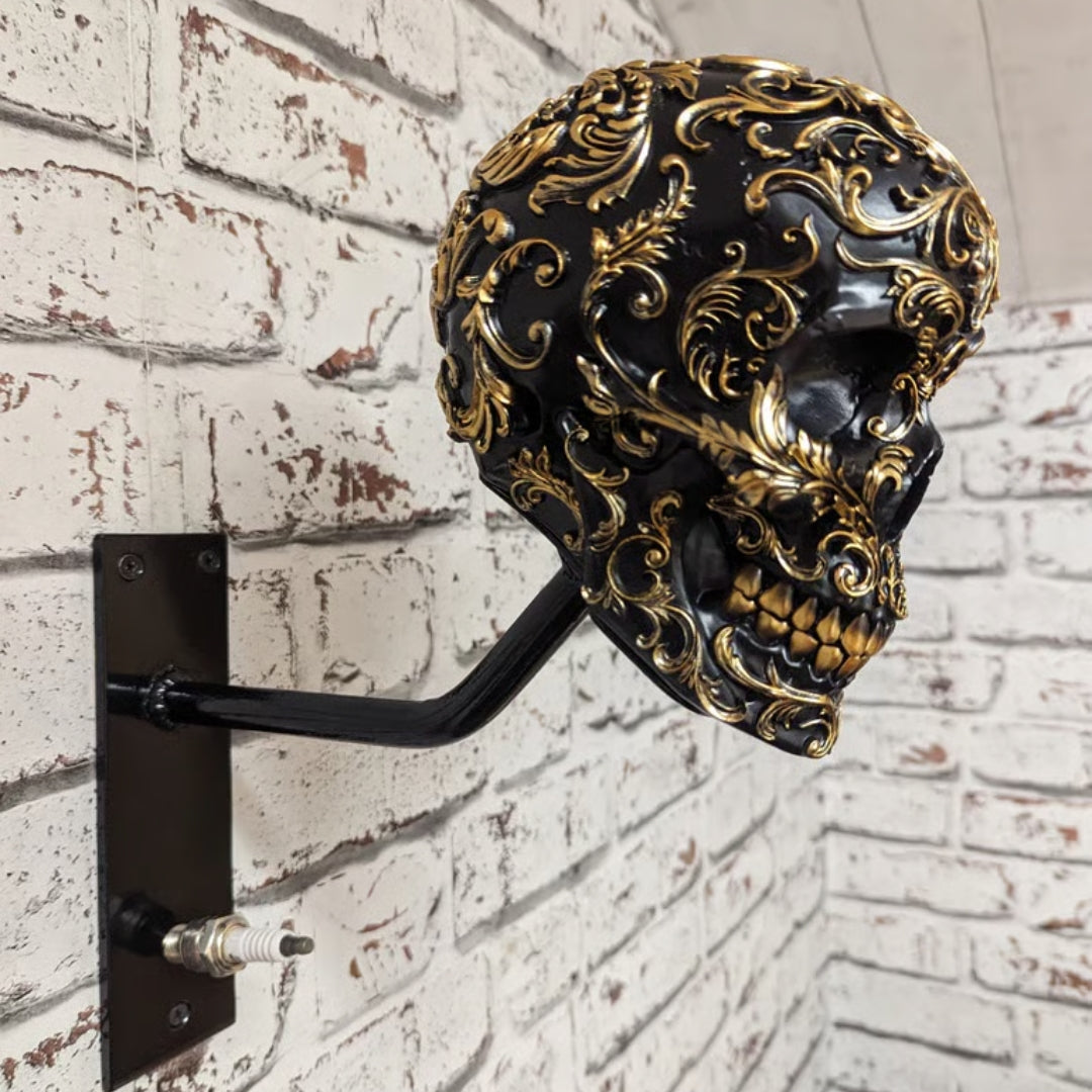 Skull Wall Mount Helmet Holder with Coat Hook for Motorcycle Gear Storage Rack Adjustable Organizer for Garage Entryway Workshop Man Cave | Thomler