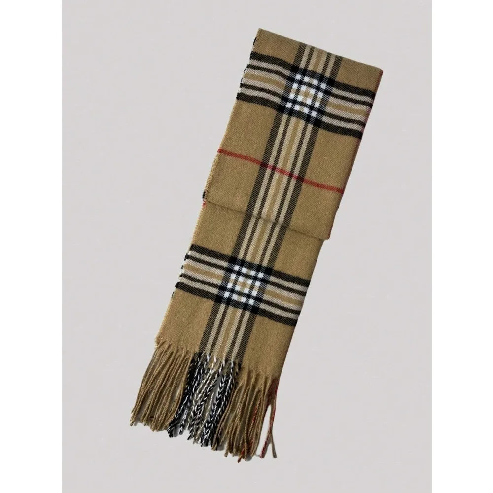 Checkered Polyester Cold-Weather Wrap – Plush Fleece Muffler for Men & Women | Thomler