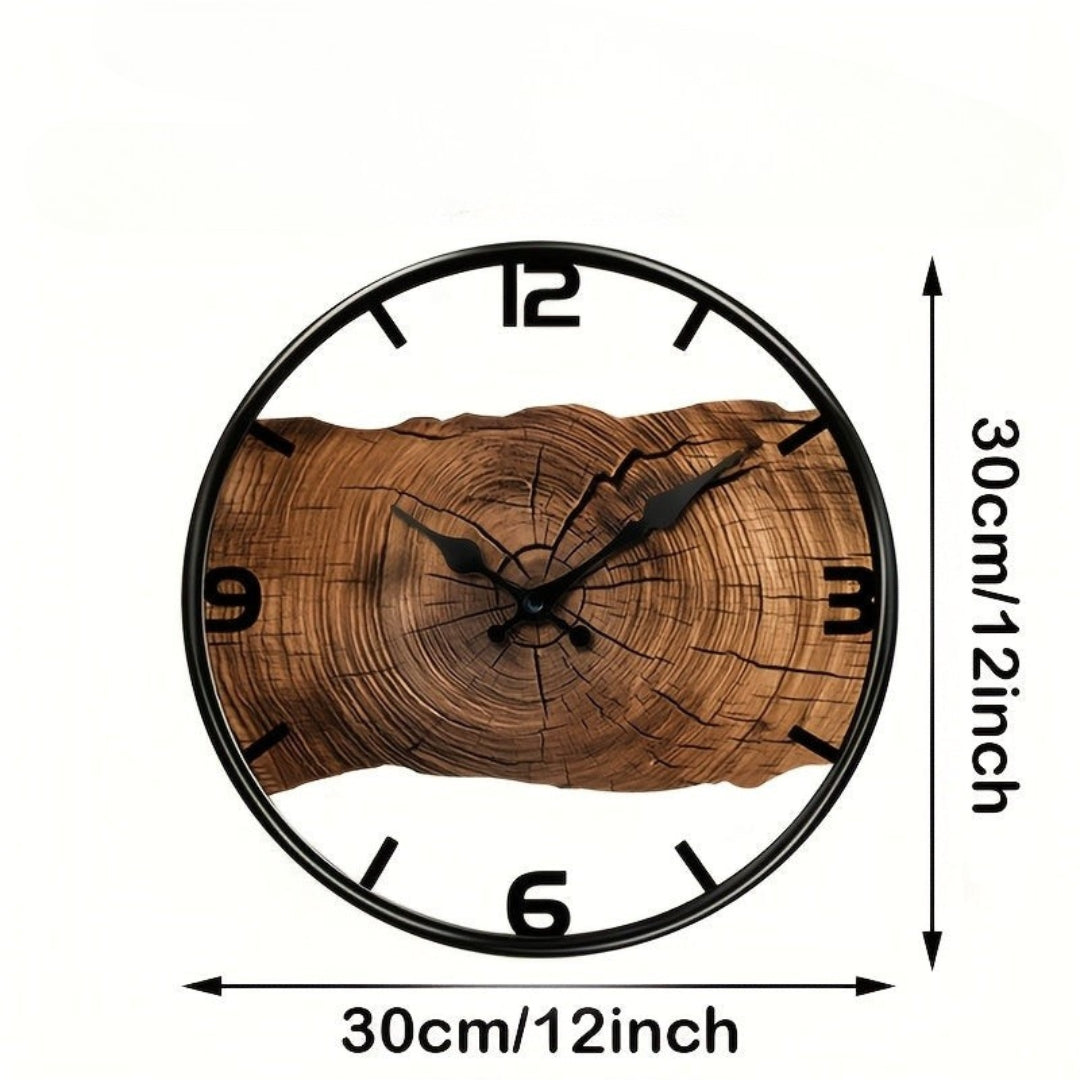Rustic Carved Wood Wall Clock Silent Sweep Movement for Living Room & Bedroom Decor | Thomler