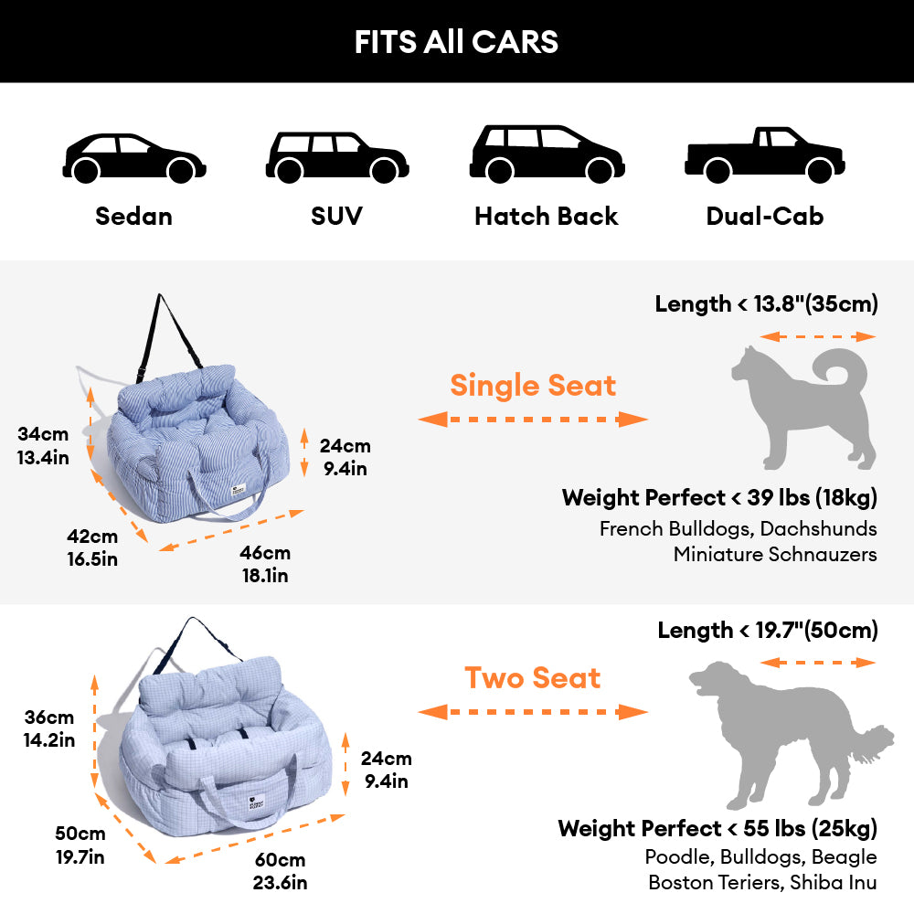 Dog Car Seat Booster Bed for Large Pets – Portable Travel Carrier with Shoulder Strap, Washable Cotton Cushion for SUV Truck Sedan – Safe | Thomler