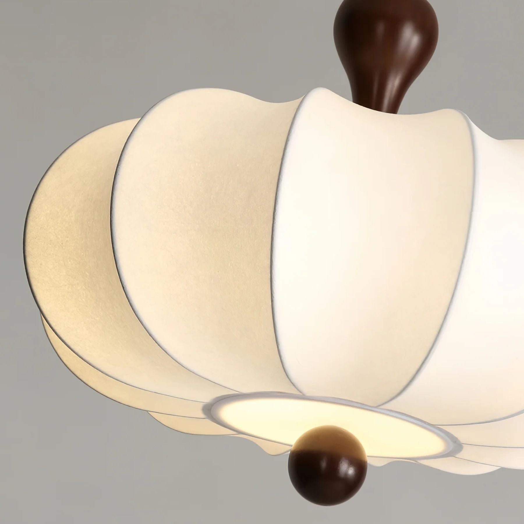 Pendant Light Fabric Walnut Wood White Dining Room Living Room Japandi Scandinavian Hanging Ceiling Lamp | Thomler