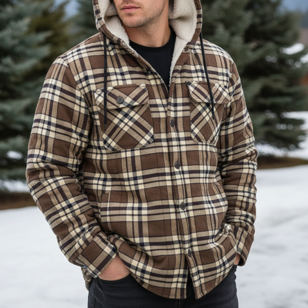 Hooded Flannel Shirt Jacket with Quilted Lining for Men – Thermal Button-Up Shacket for Fall & Winter | Thomler