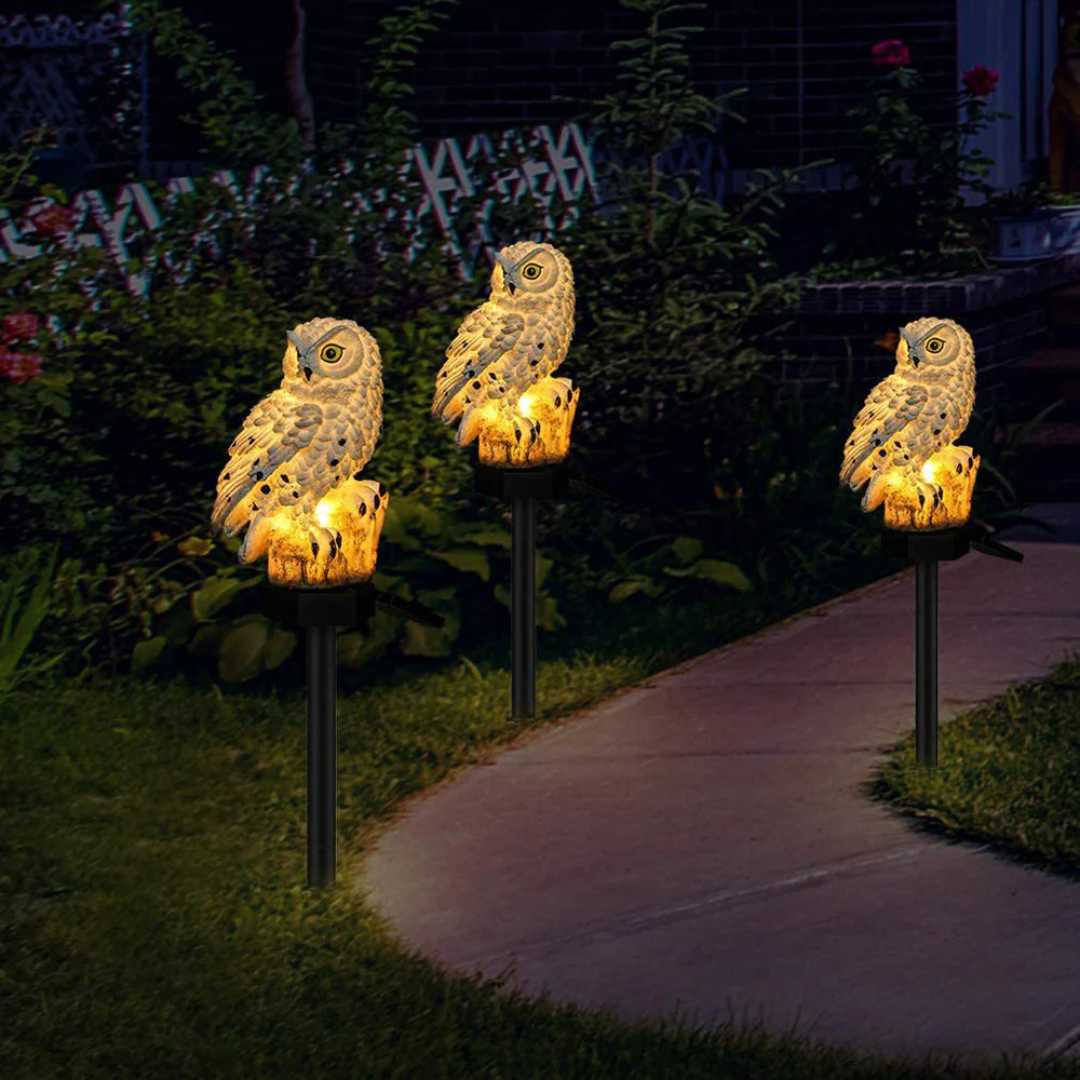 Solar Owl Stake Light for Walkways, Yard & Garden with Automatic Dusk Sensor – Cordless LED Ground Lamp for Outdoor Pathway Lighting | Thomler