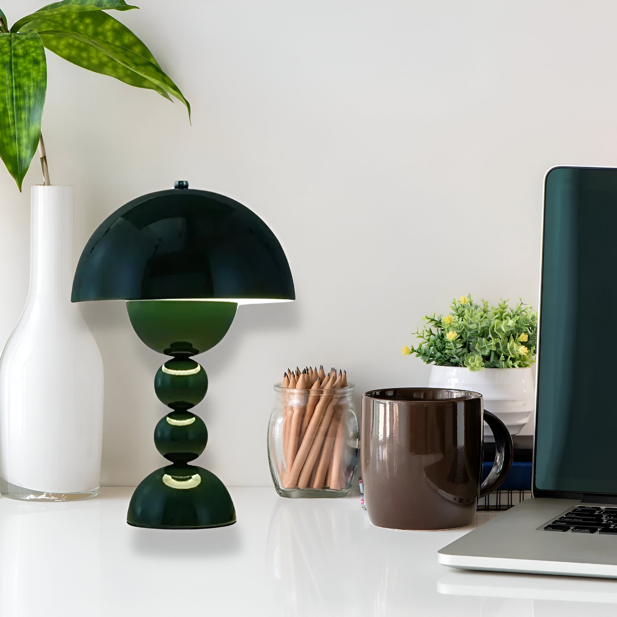 Table Lamp Acrylic 11.0 in White USB Rechargeable Bedroom Nightstand Ambient Nordic Minimalist Desk Lighting | Thomler