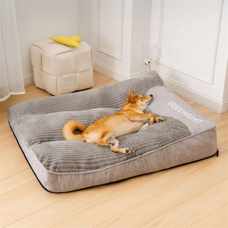 Dog Bed Crystal Velvet 80.0 cm x 64.0 cm Orthopedic Brown Indoor Sleeping Cushion Raised Rim Washable Pet Bed | Thomler